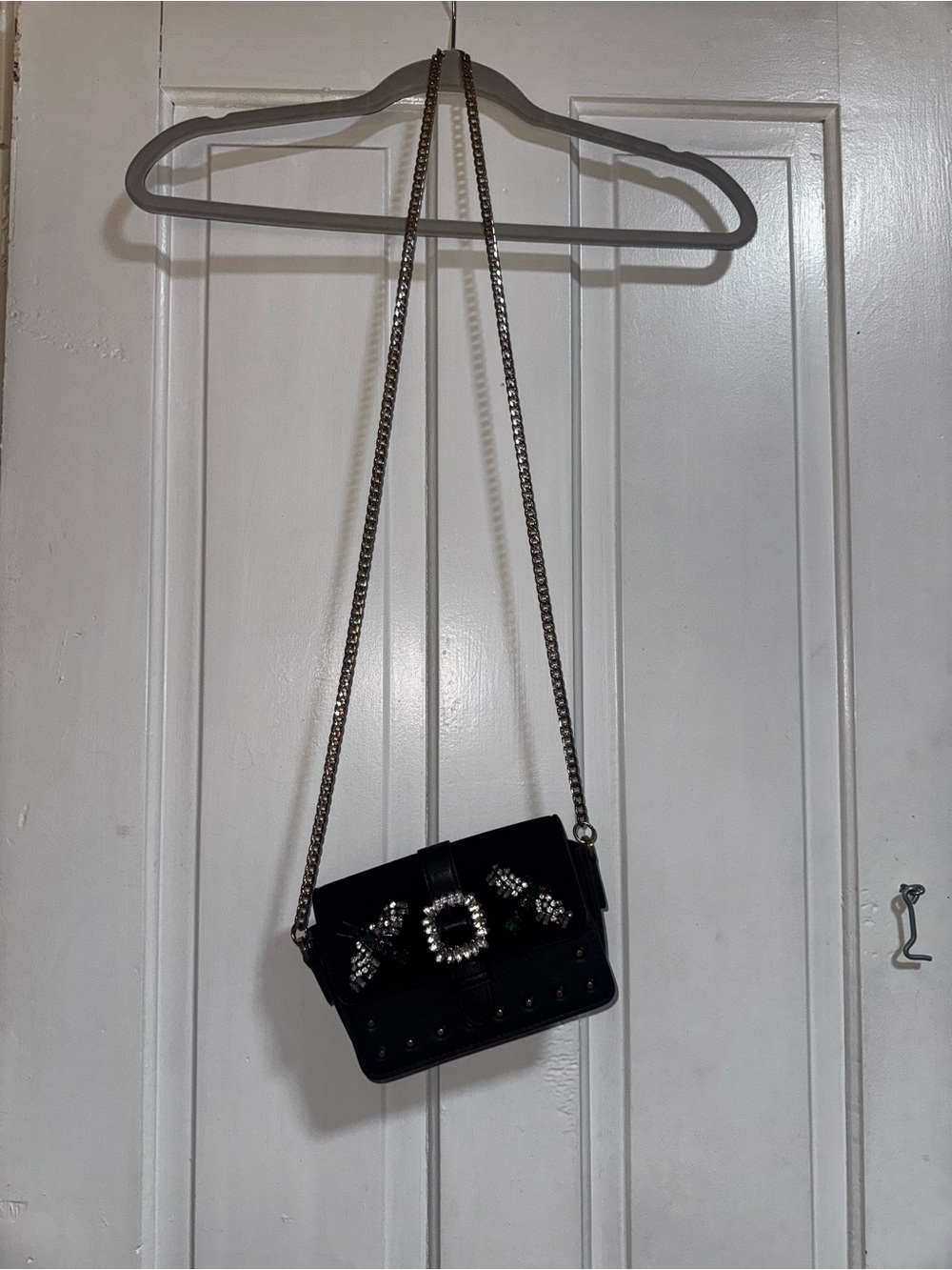 Topshop Black Embellished Chain Crossbody Bag